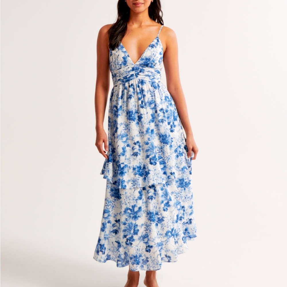 Abercrombie - Floral Blue and White Dress